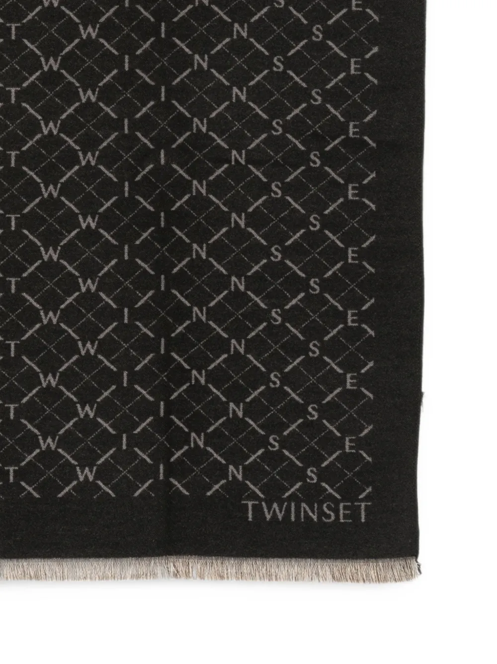 TWINSET Sjaal met logopatch en franje Zwart