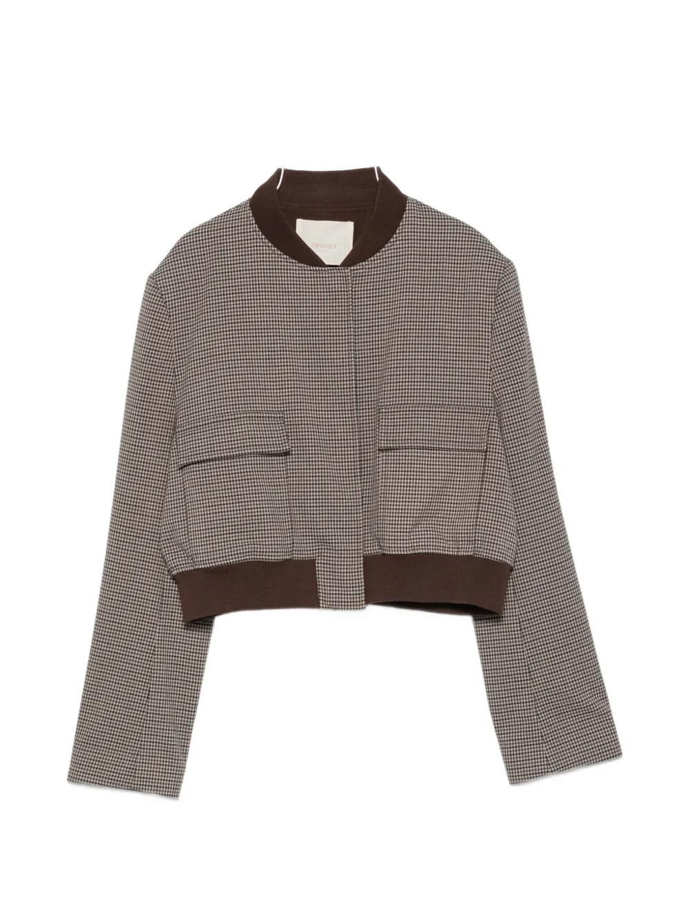 TWINSET houndstooth-pattern cropped jacket - Braun