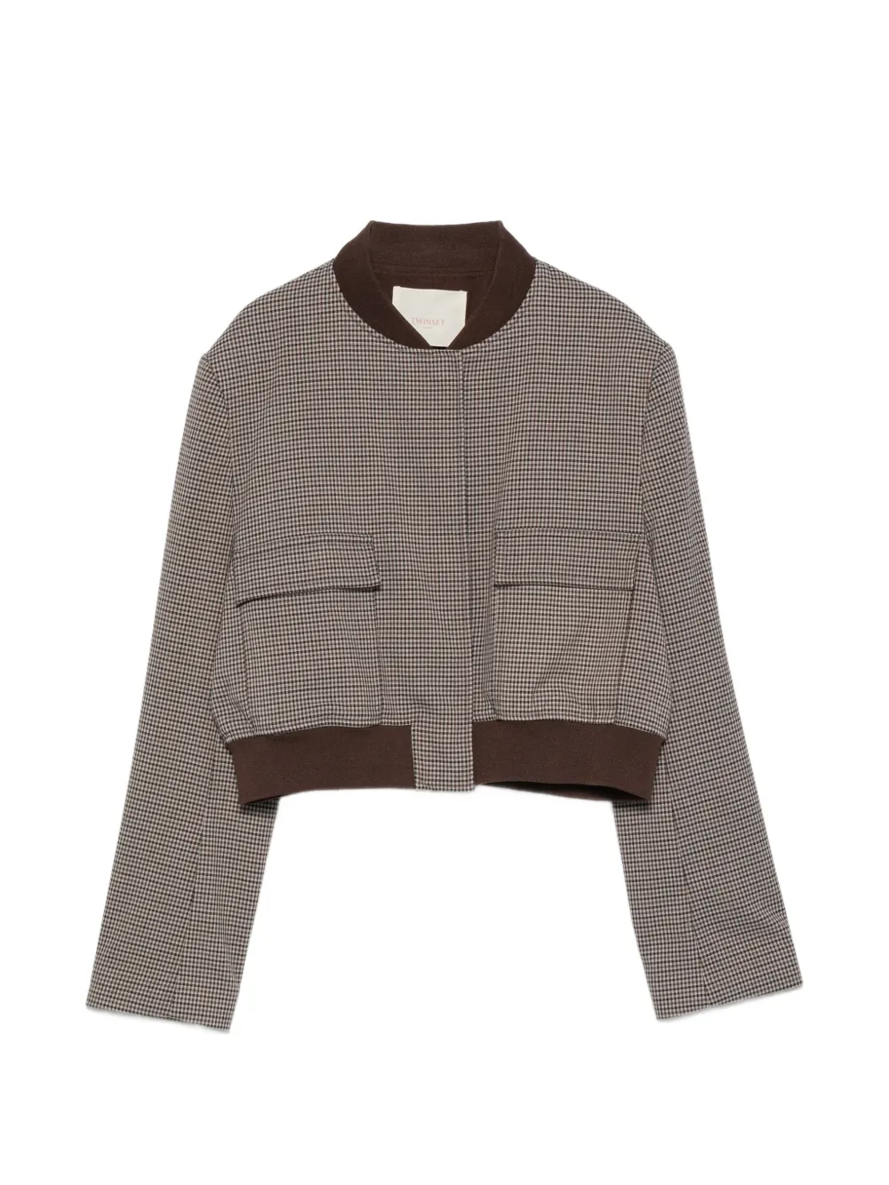 TWINSET houndstooth-pattern cropped jacket - Marrone