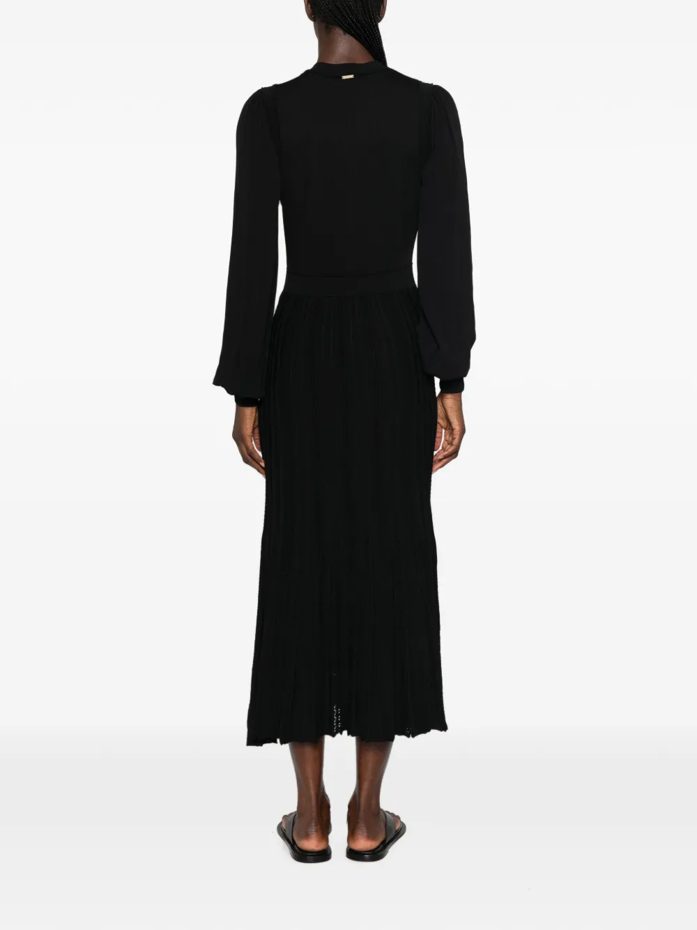 TWINSET Ribgebreide button-down midi-jurk Zwart