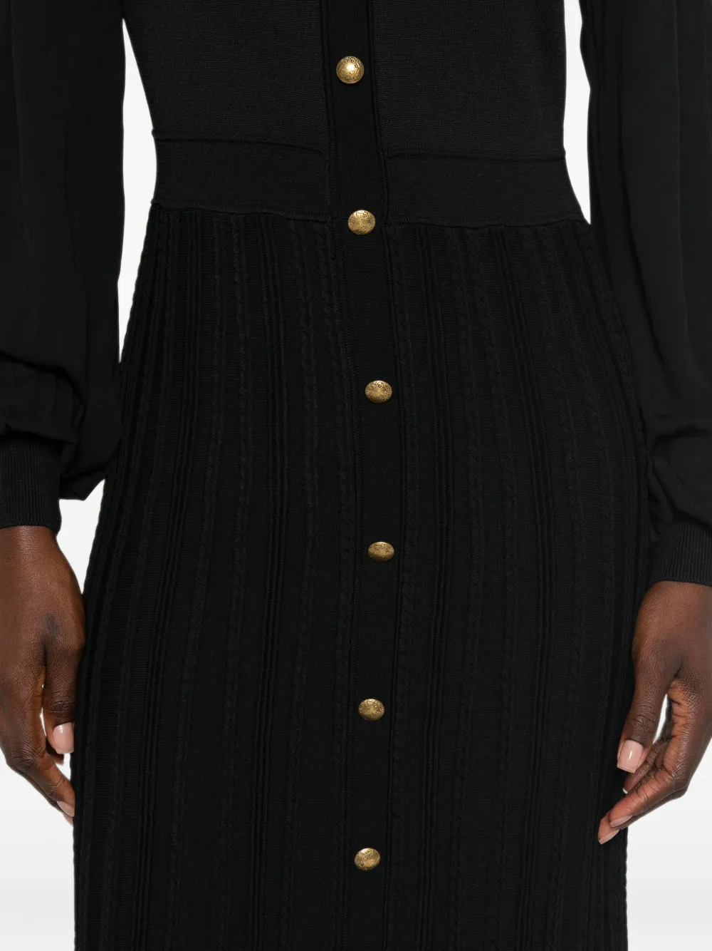 TWINSET Ribgebreide button-down midi-jurk Zwart