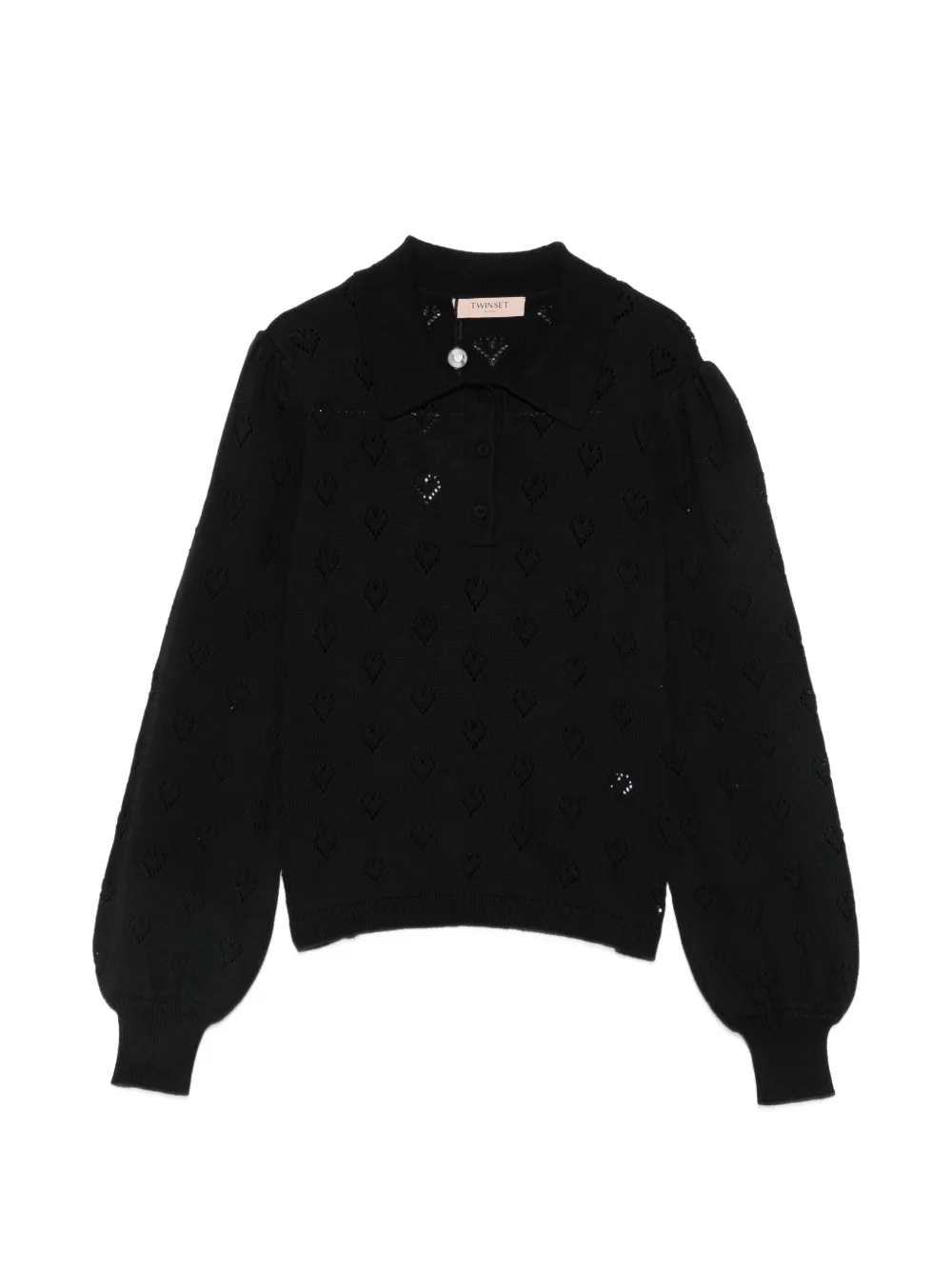 TWINSET pointelle-knit polo shirt - Nero