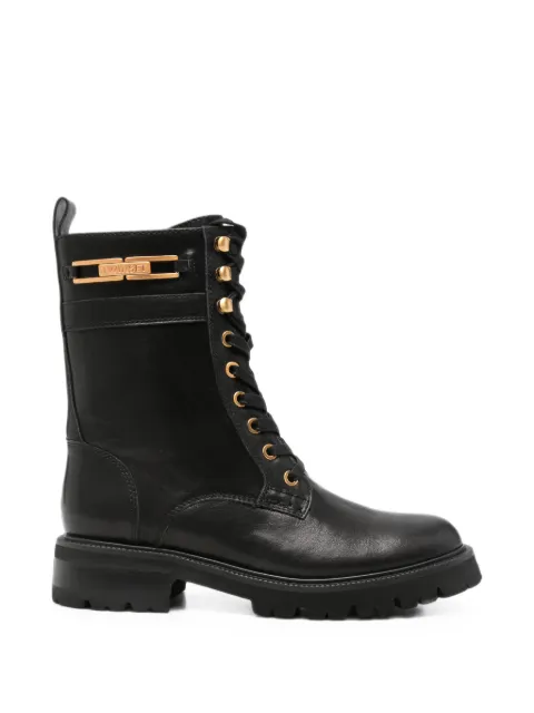 TWINSET lace-up logo-plaque boots