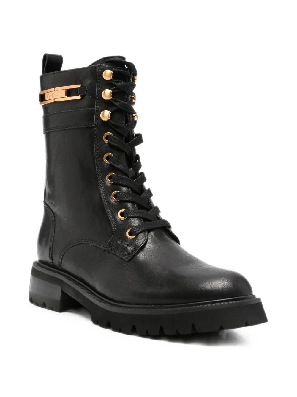 TWINSET lace-up logo-plaque boots Zwart