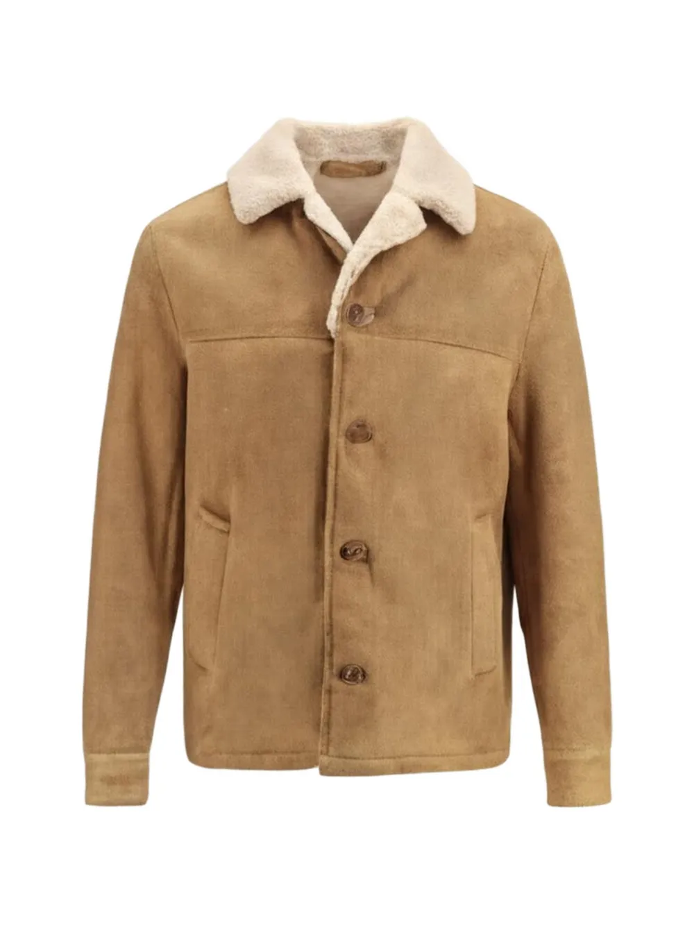 Salvatore Santoro shearling-collar button-up jacket - Toni neutri