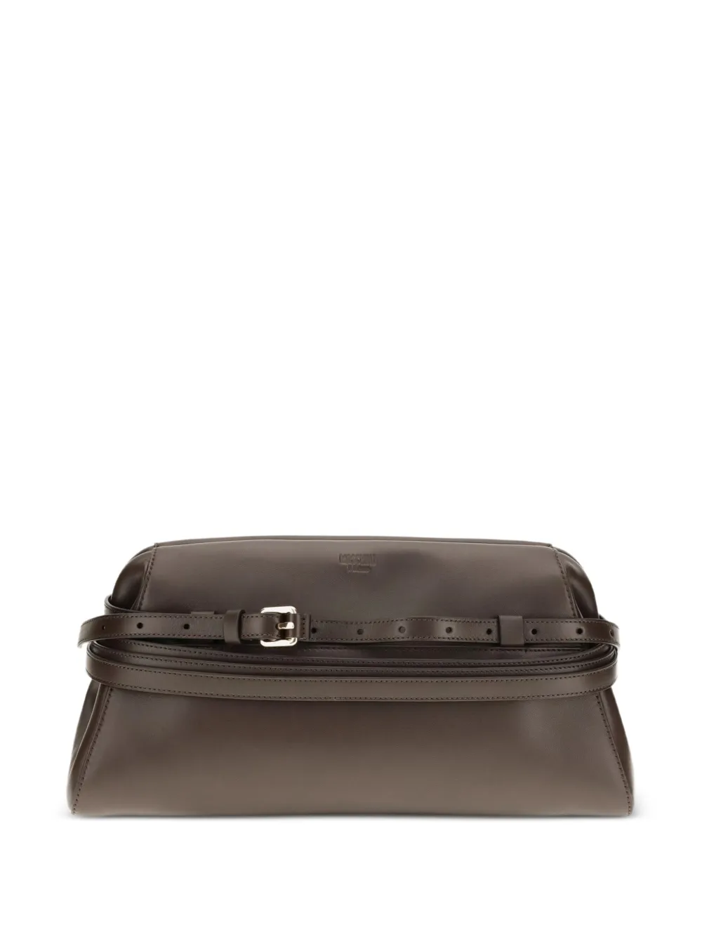Moschino Clutch in pelle con fibbia - Marrone