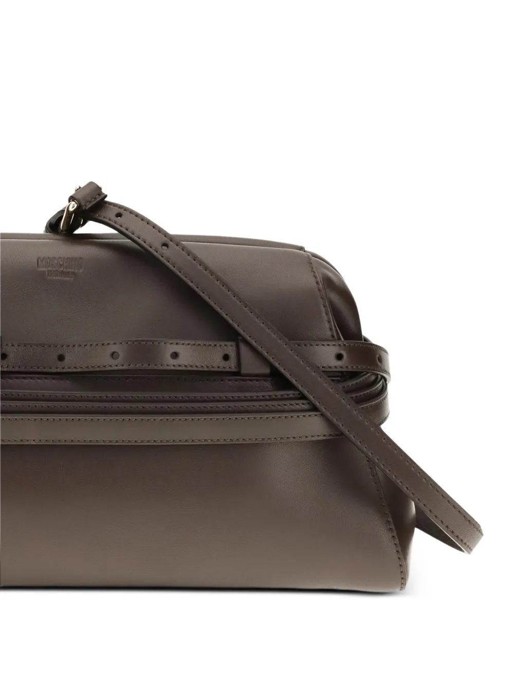 Moschino Leren clutch met gesp Bruin