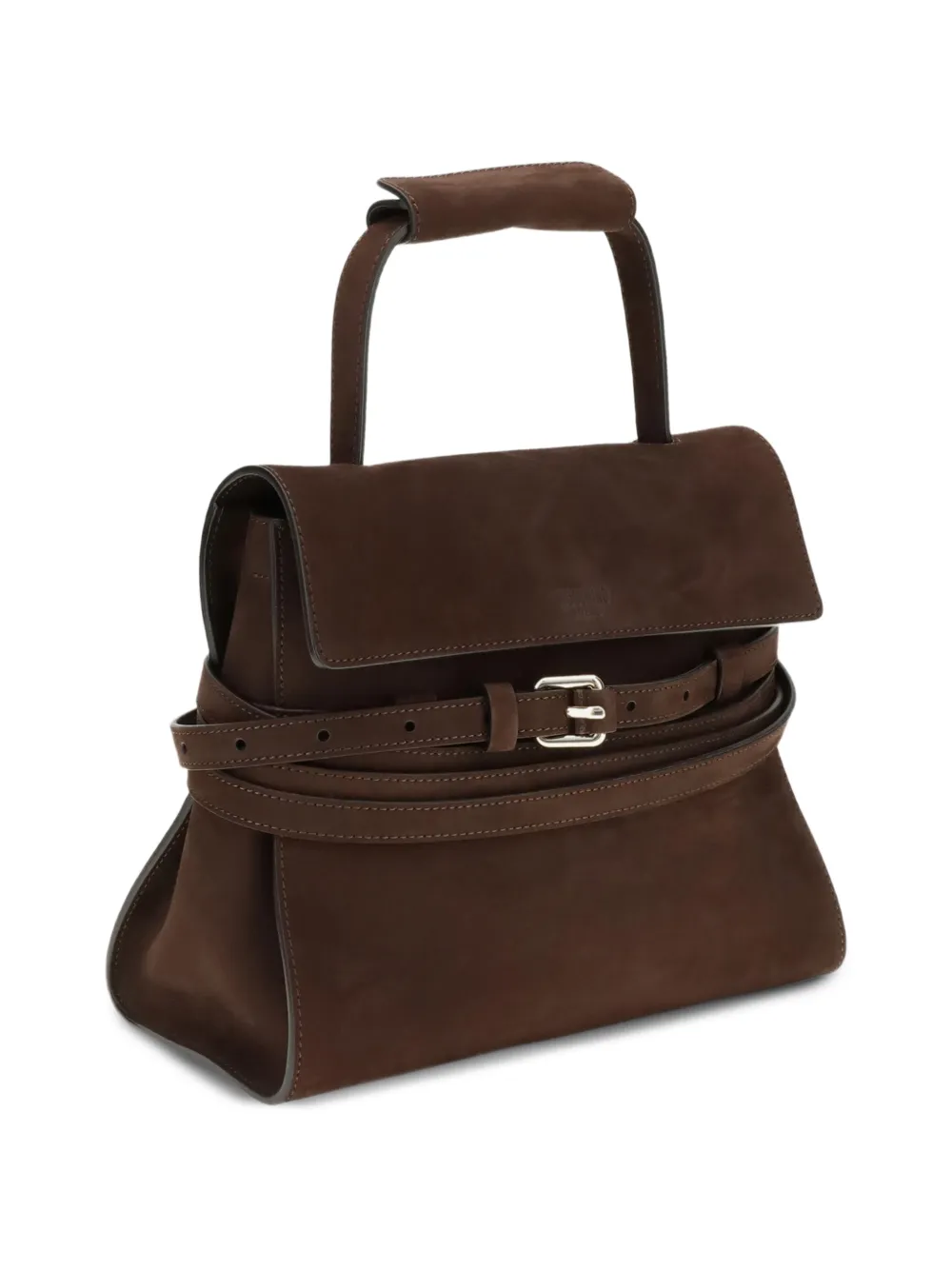 Moschino Nubuck schoudertas met gespdetail Bruin