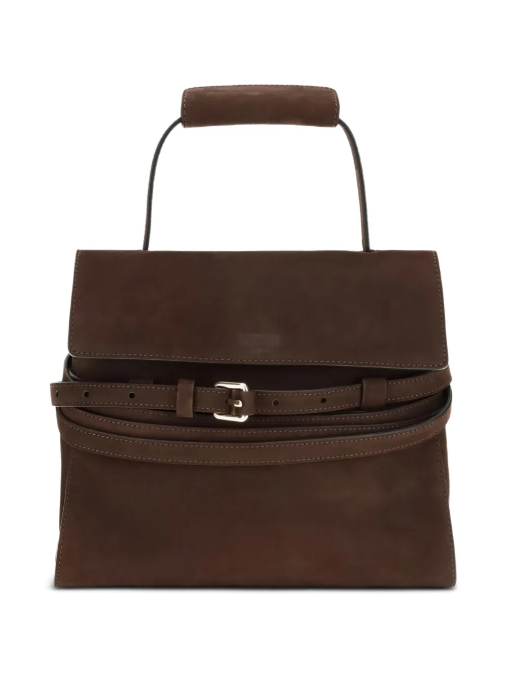 Moschino buckle-detail nubuck shoulder bag - Marrone