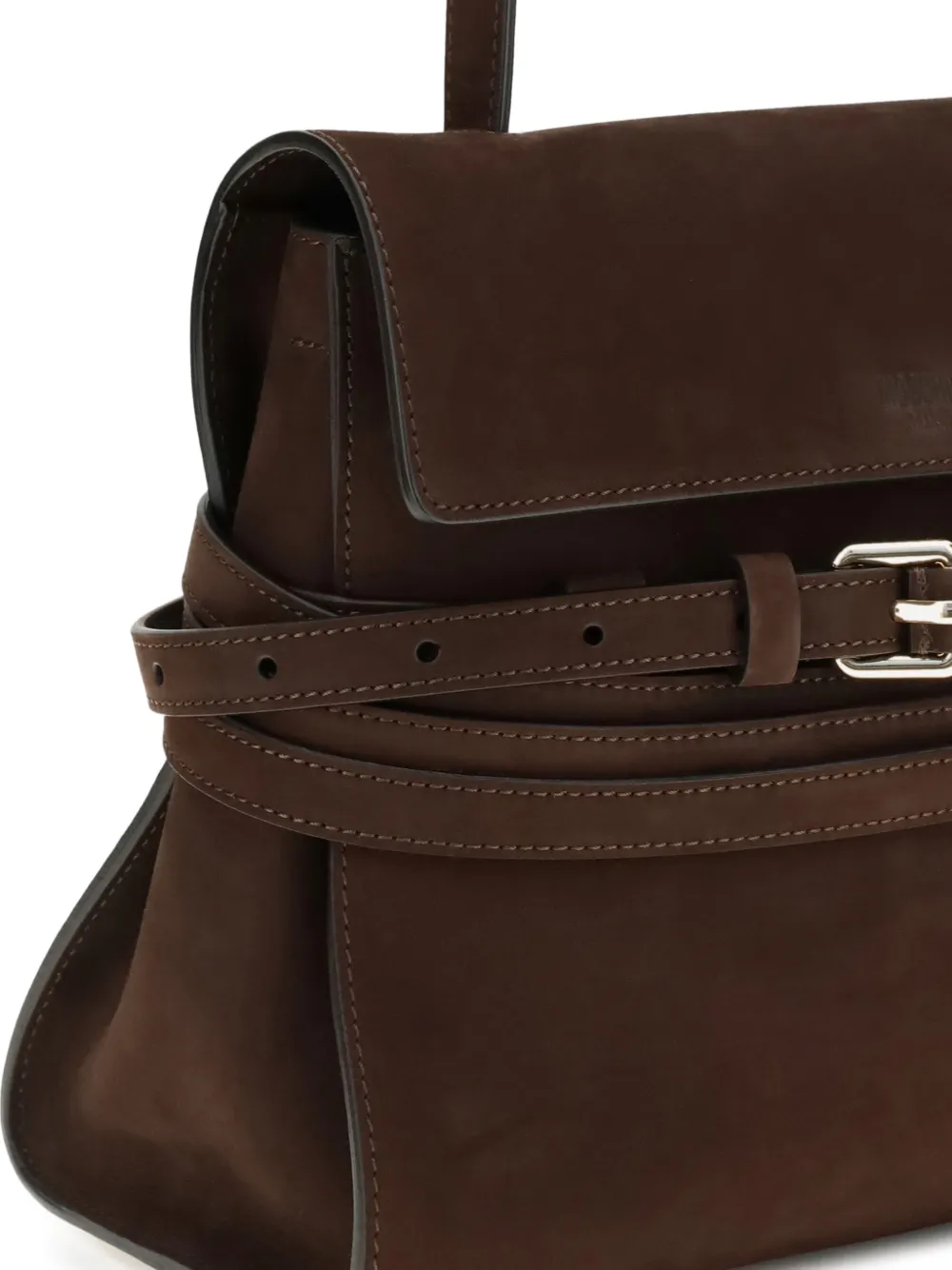 Moschino Nubuck schoudertas met gespdetail Bruin