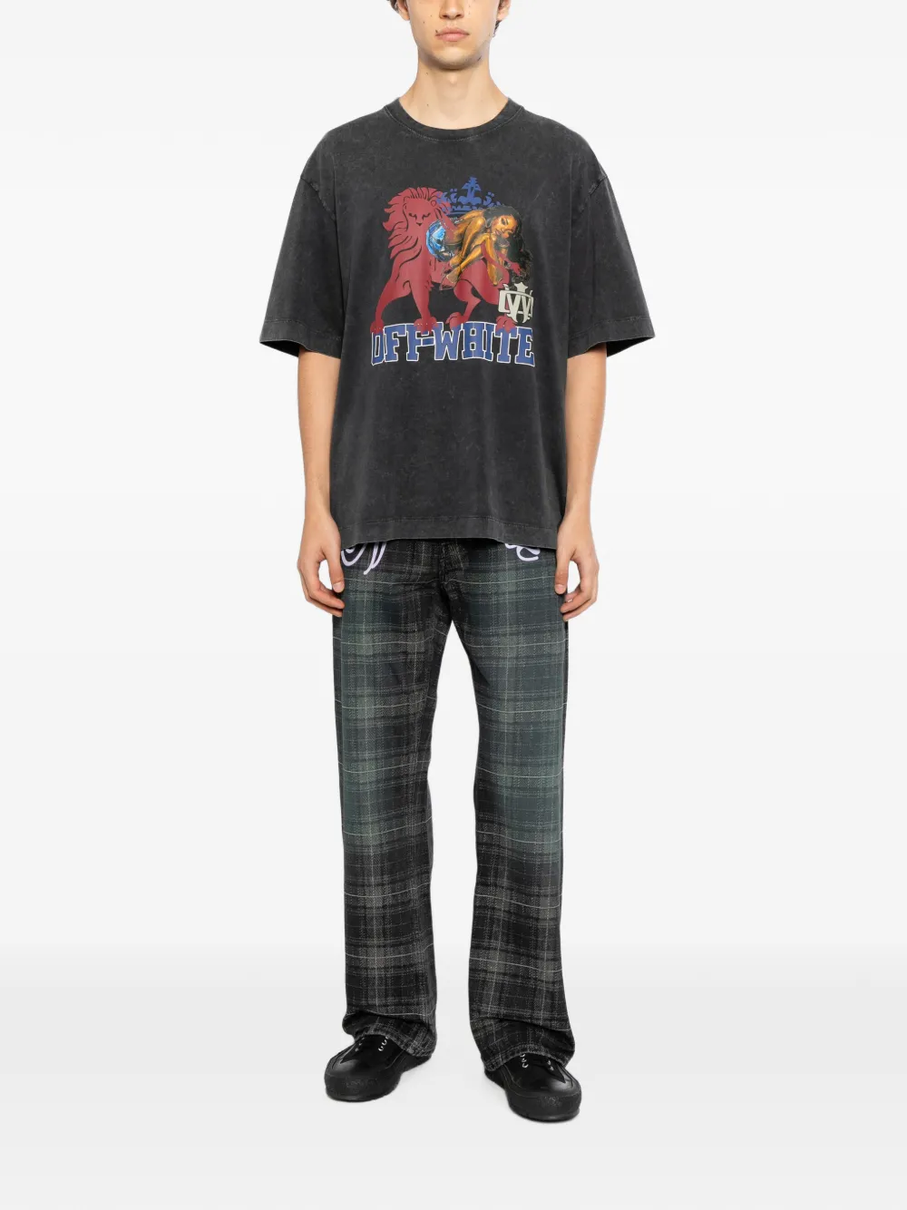 Off-White T-shirt met wassing Zwart