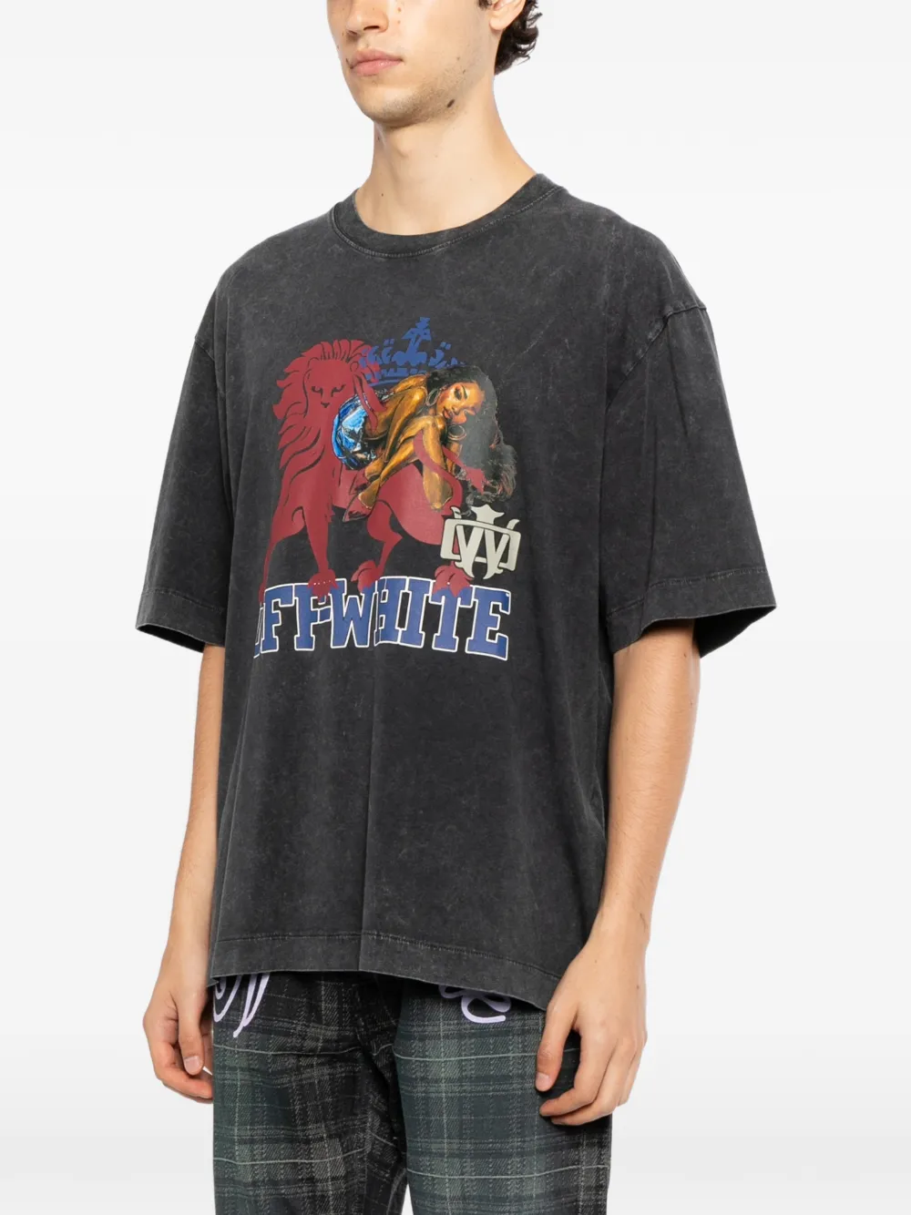 Off-White T-shirt met wassing Zwart