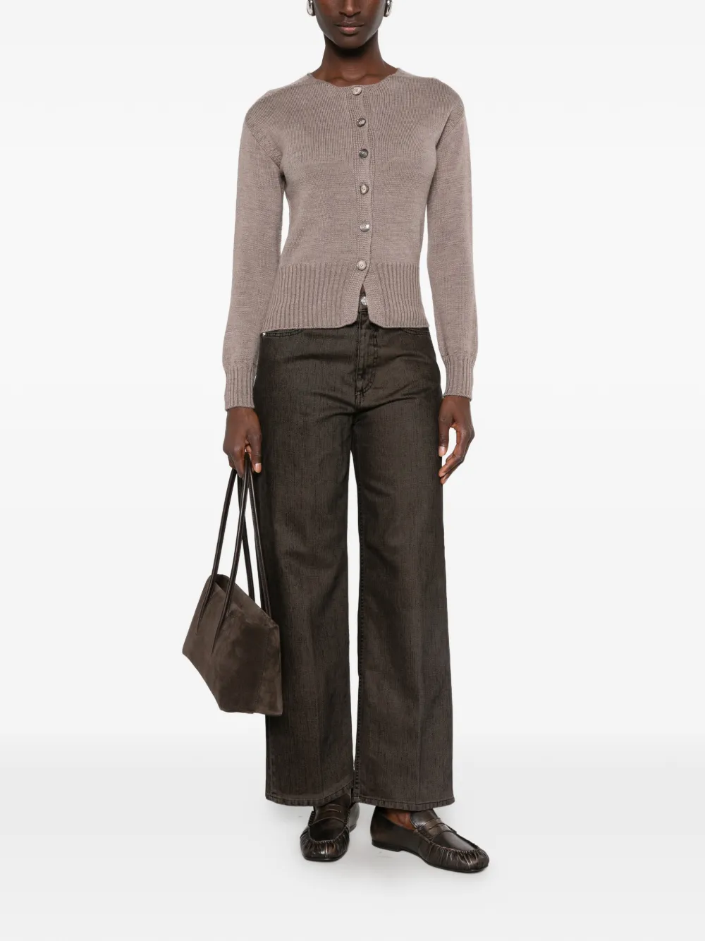 AROVESCIO Vest met geribbelde afwerking en knopen Beige