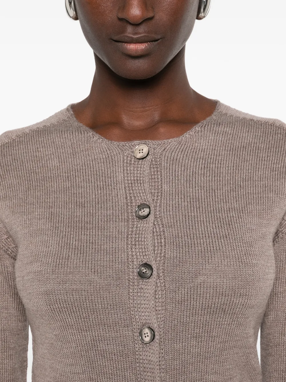 AROVESCIO Vest met geribbelde afwerking en knopen Beige