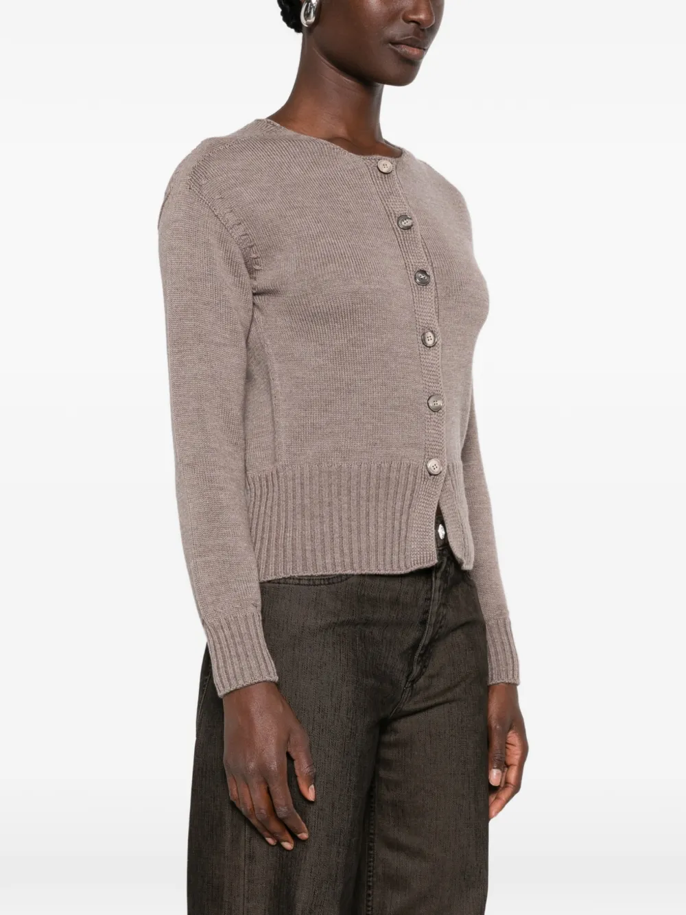 AROVESCIO Vest met geribbelde afwerking en knopen Beige
