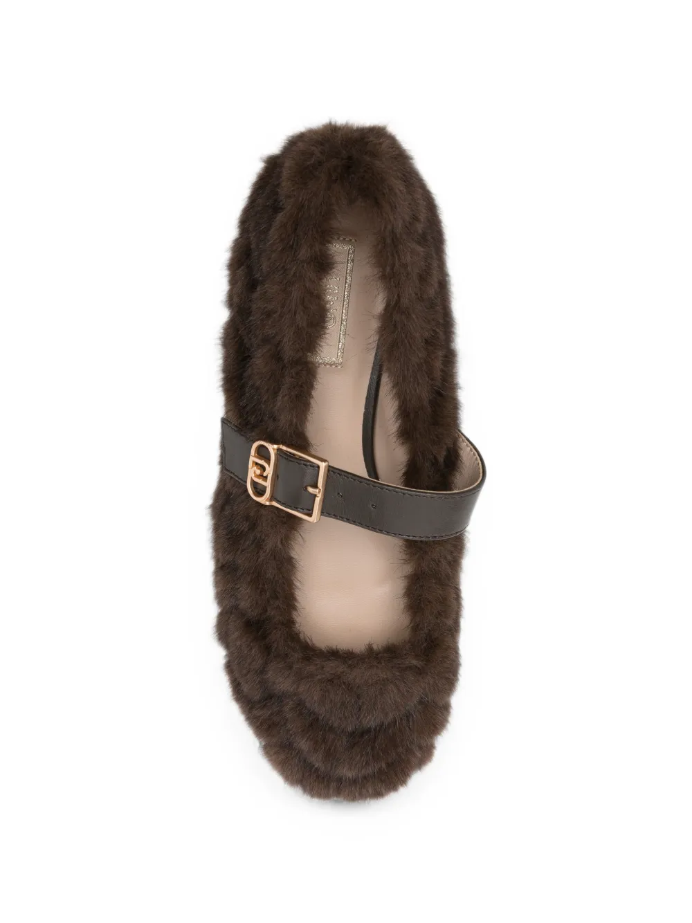 LIU JO braided faux-fur ballet flats Bruin