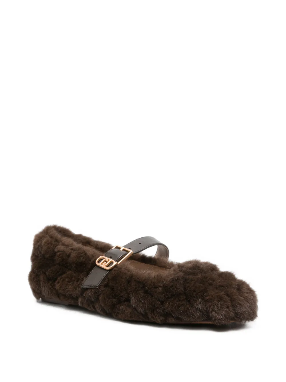 LIU JO braided faux-fur ballet flats Bruin