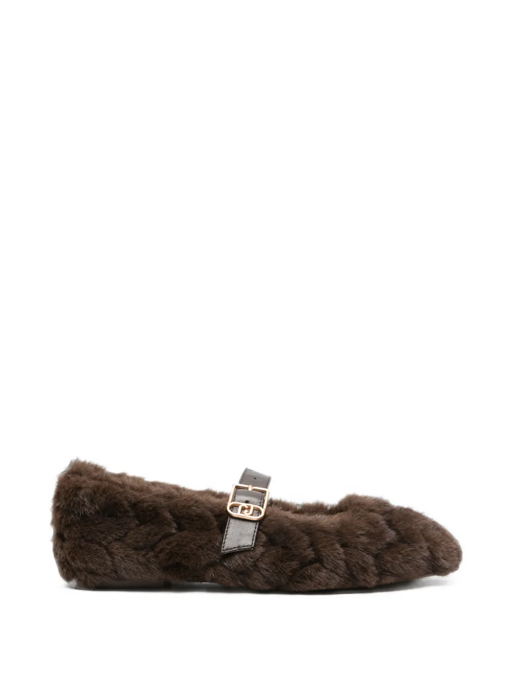 LIU JO braided faux-fur ballet flats - Marrone
