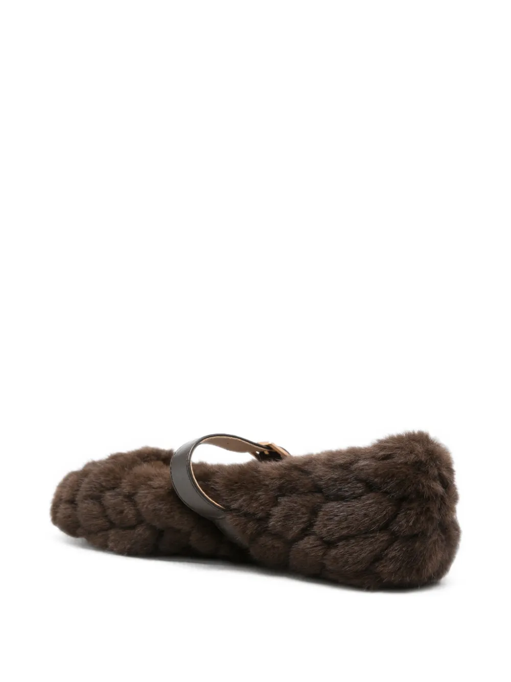 LIU JO braided faux-fur ballet flats Bruin