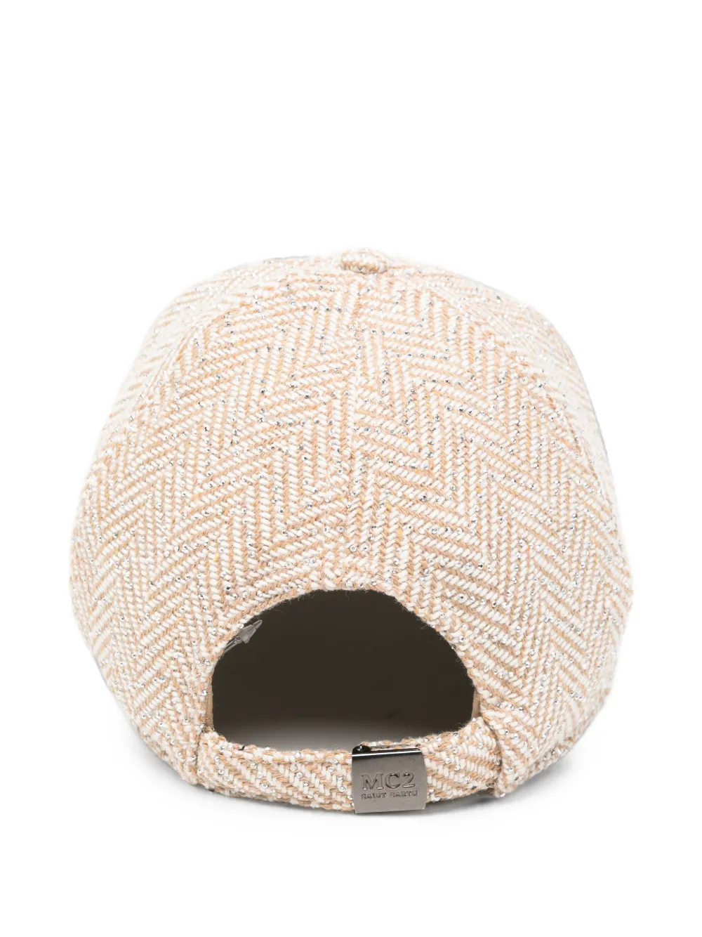 MC2 Saint Barth Honkbalpet met geborduurd logo en visgraatpatroon Beige