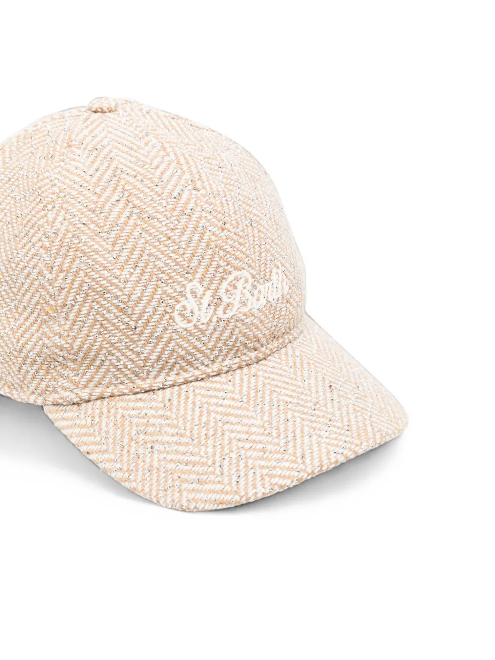 MC2 Saint Barth Honkbalpet met geborduurd logo en visgraatpatroon Beige