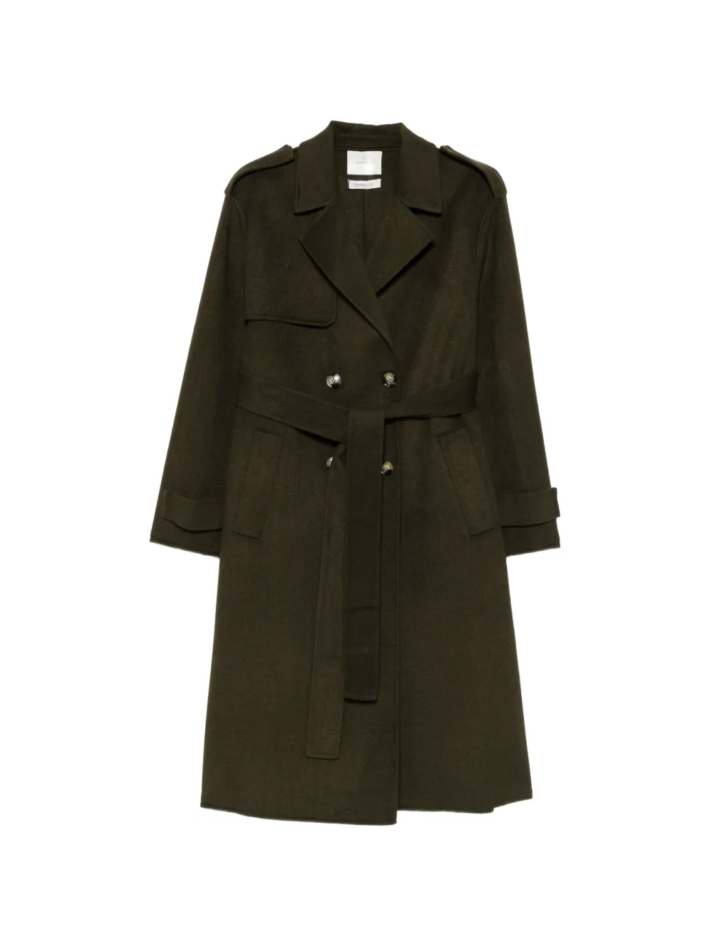 ANFINY belted double-breasted coat - Green