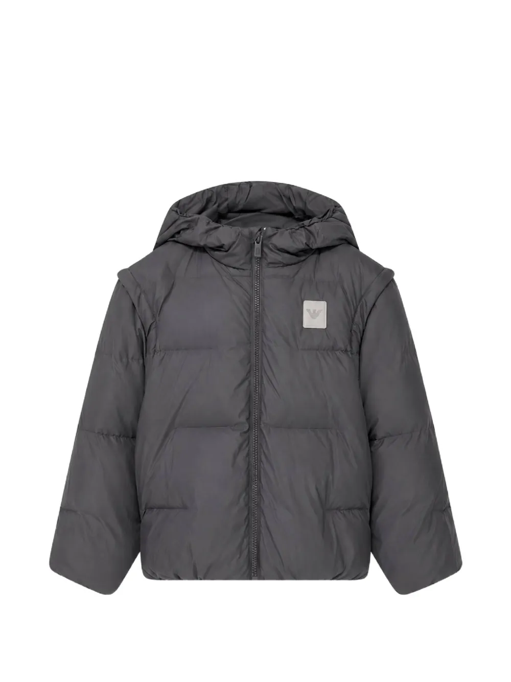 Emporio Armani Kids quilted hooded jacket - Grigio