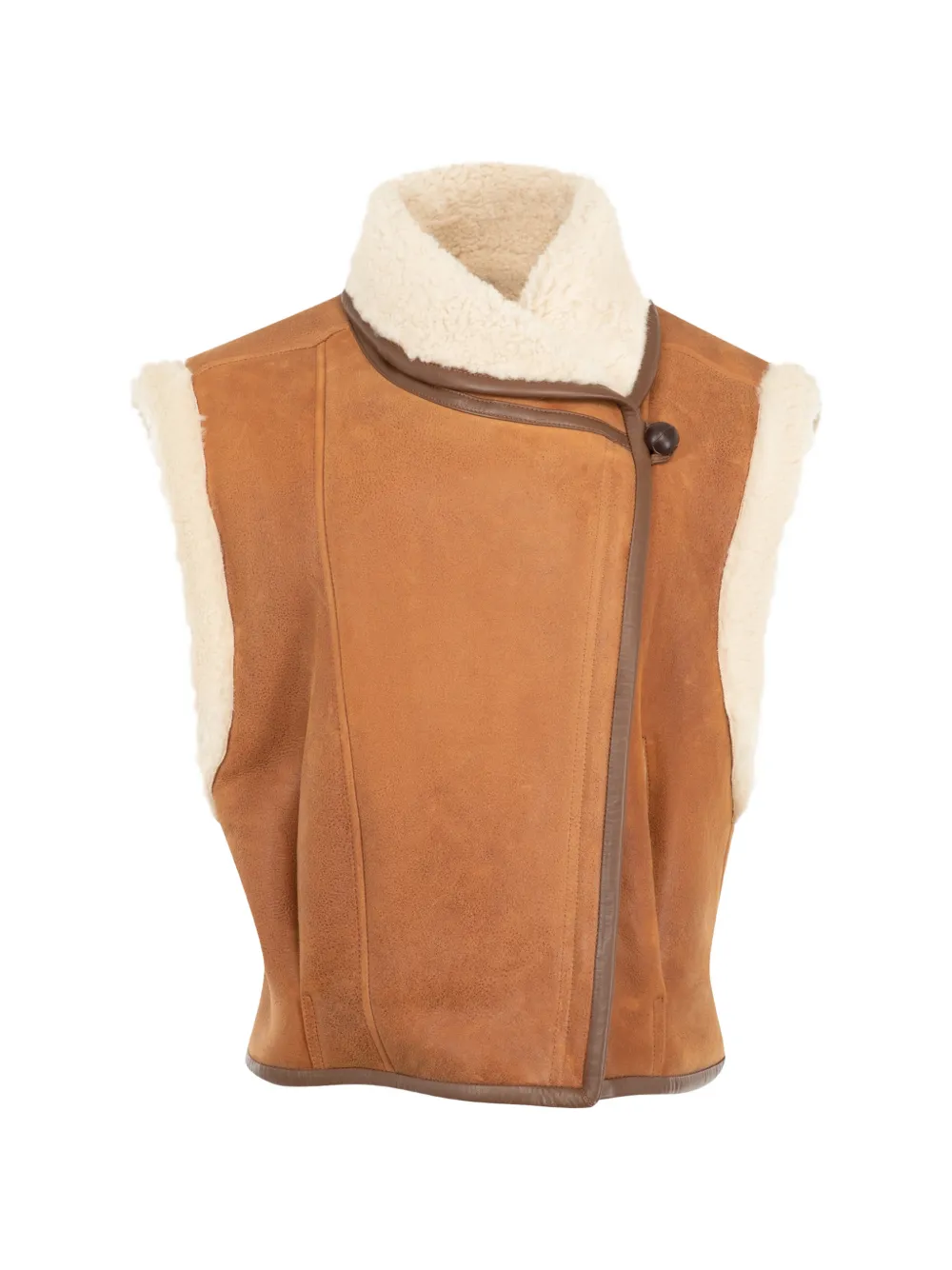 ISABEL MARANT Alime shearling-trim leather vest - Braun