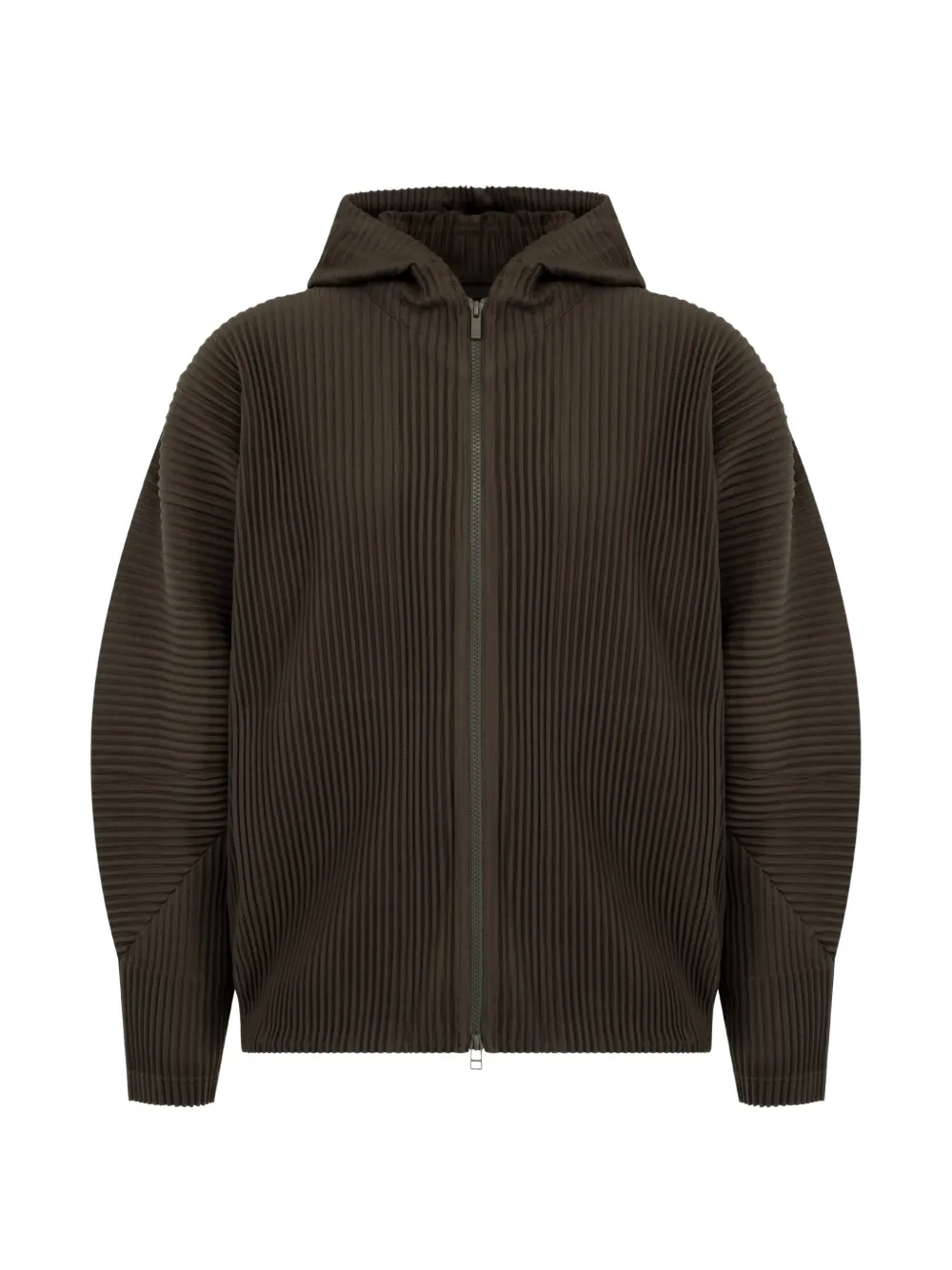 Homme Plissé Issey Miyake pleated zip-up hoodie - Verde