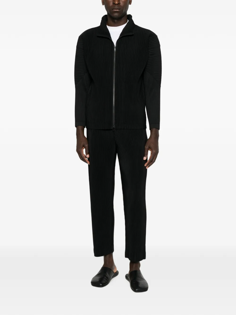 Homme Plissé Issey Miyake Geplooid overhemd met rits Zwart