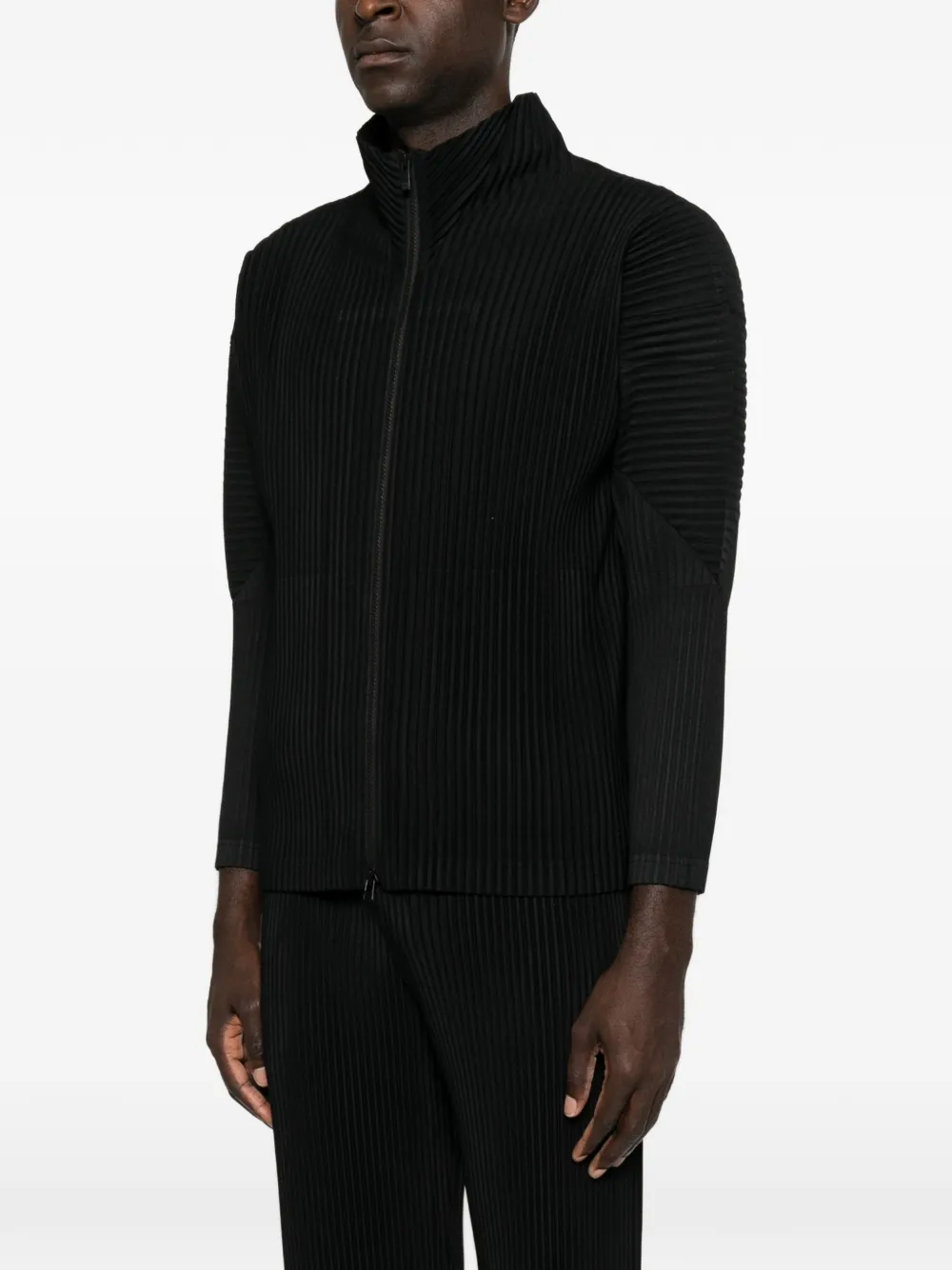 Homme Plissé Issey Miyake Geplooid overhemd met rits Zwart