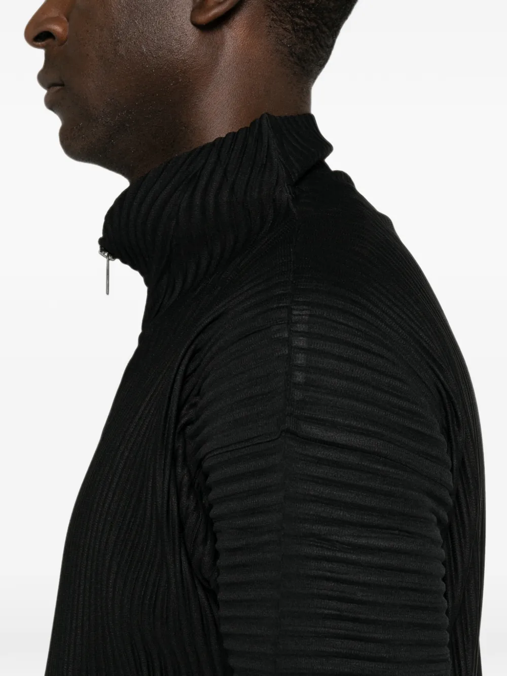 Homme Plissé Issey Miyake Geplooid overhemd met rits Zwart