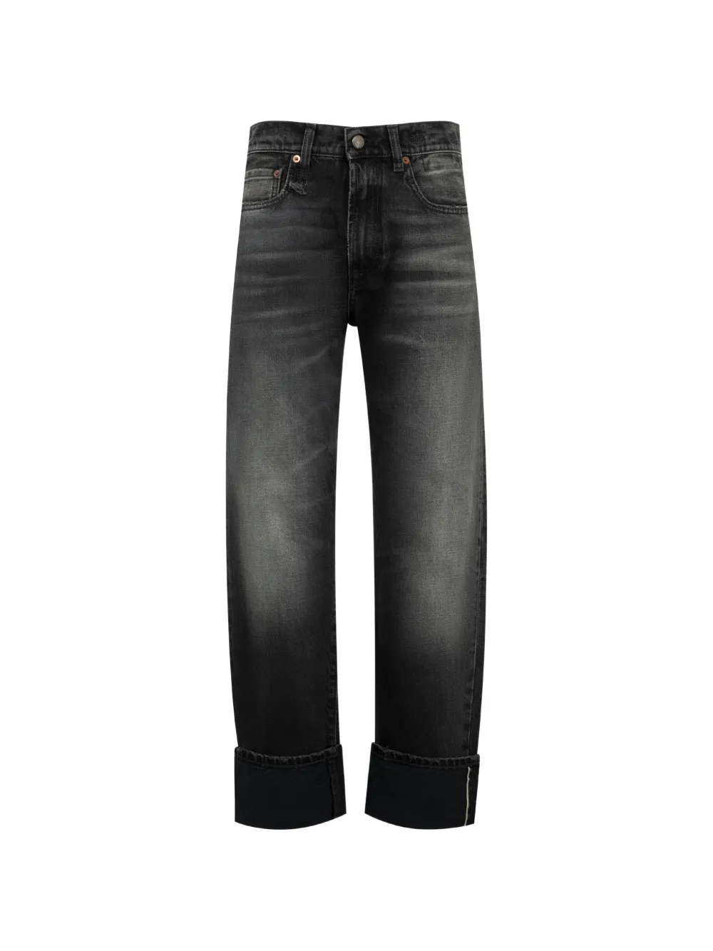 R13 Selvedge Jeans mit Umschlag - Schwarz