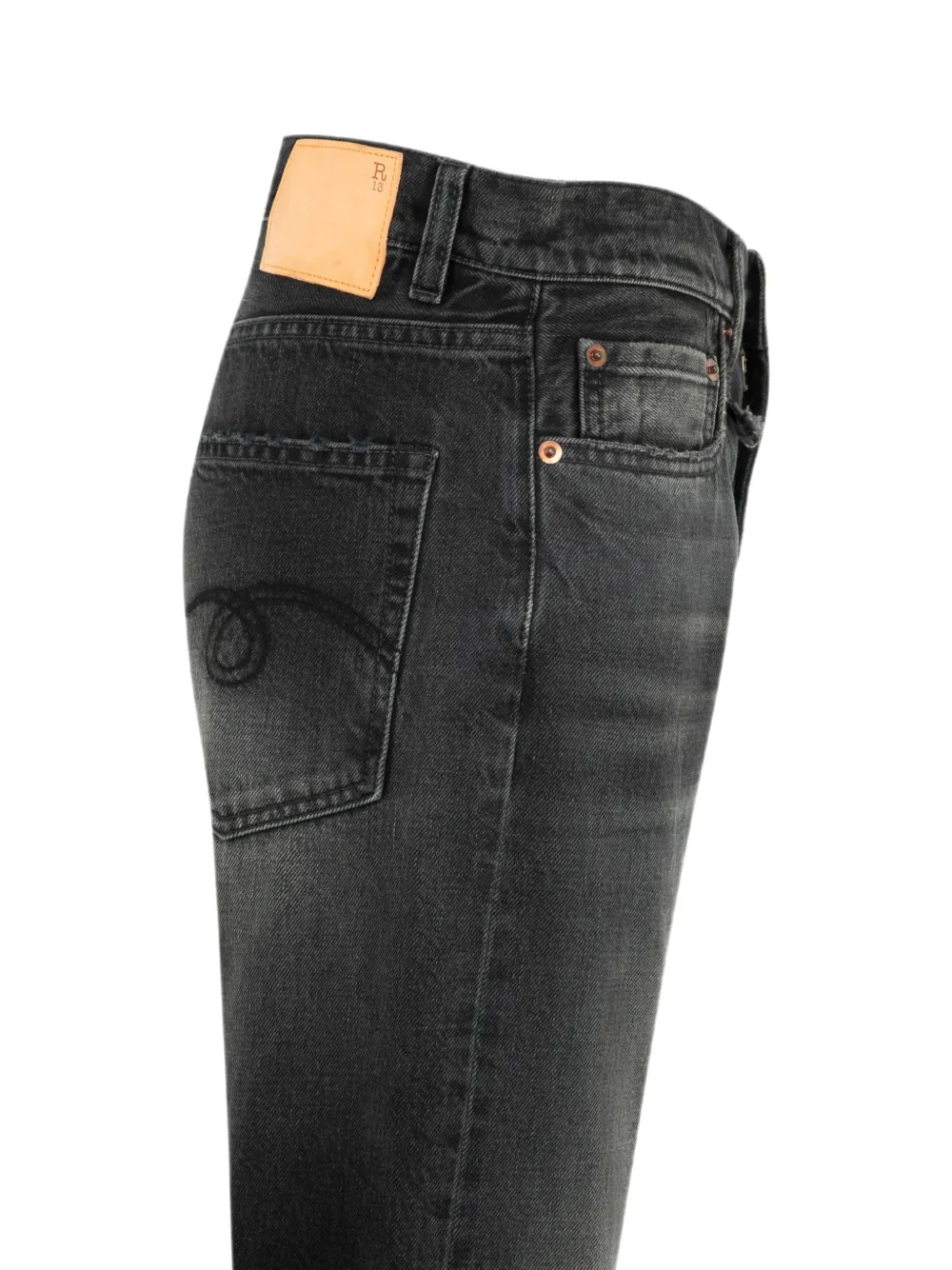 R13 Selvedge jeans met manchetten Zwart