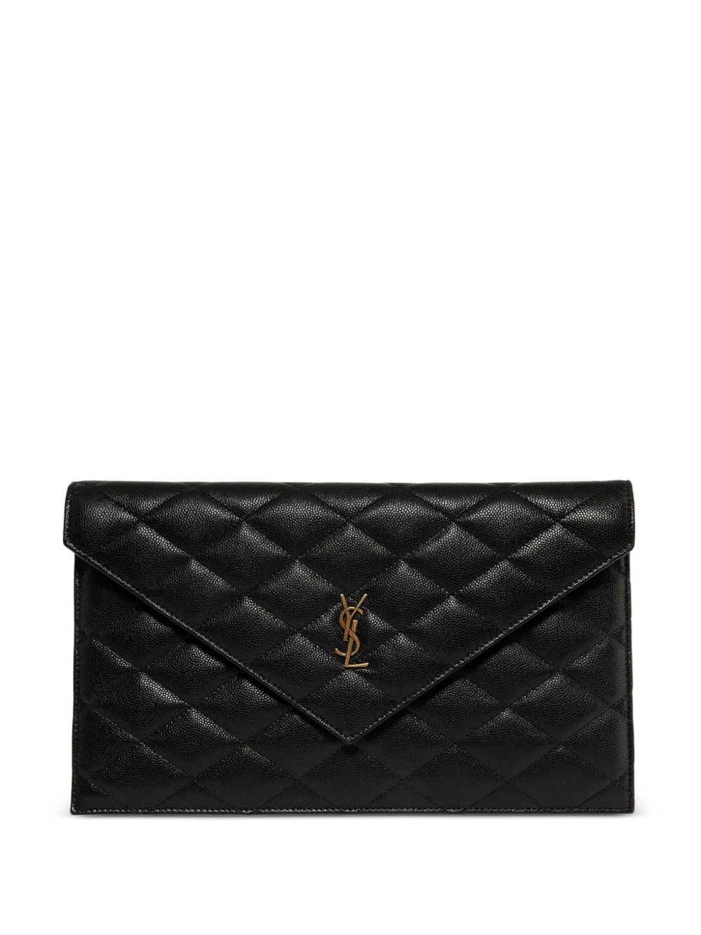 Saint Laurent Paris pouch in grain-de-poudre leather - Nero