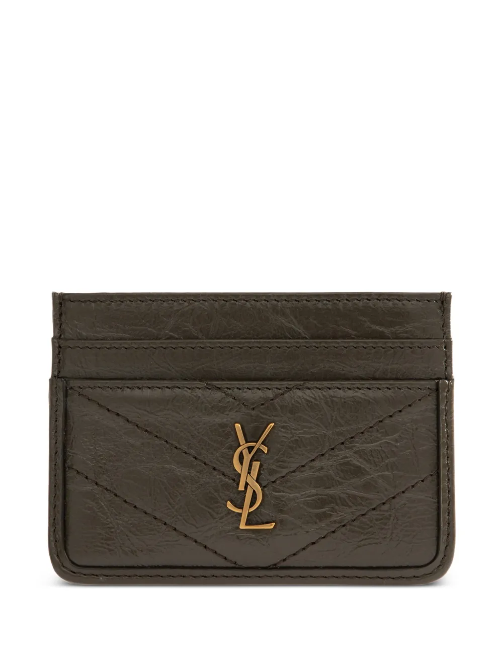 Saint Laurent Niki card case in vintage leather - Braun