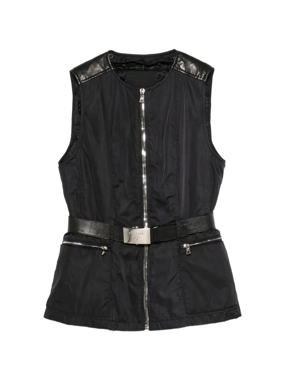 Prada Pre-Owned Giacca smanicata con cintura anni '90 - Nero