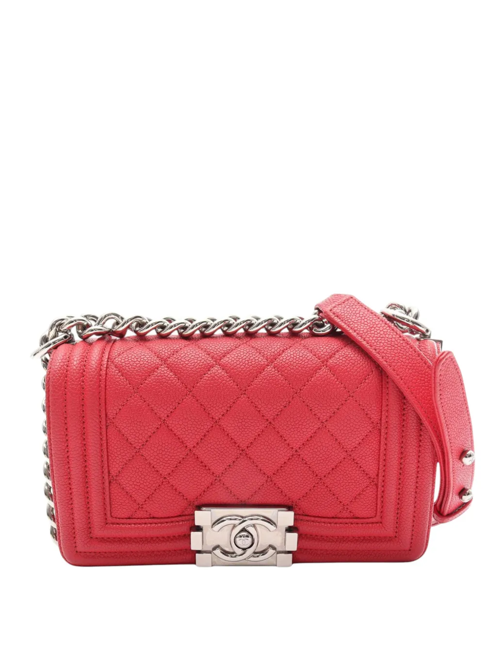 CHANEL Pre-Owned 2018 Small Quilted Caviar Boy Flap crossbody bag - Rot