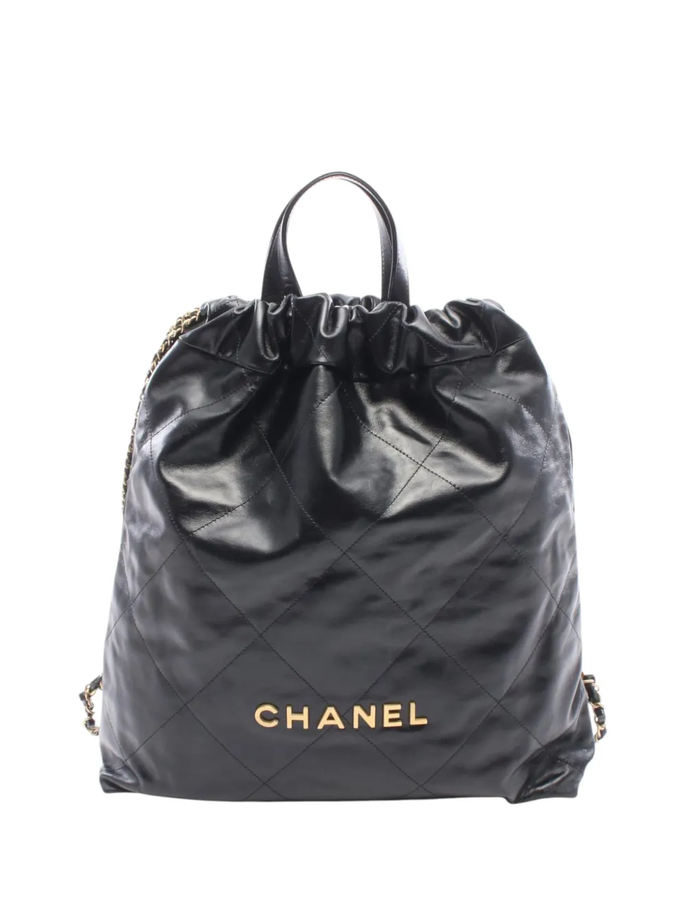 CHANEL Pre-Owned 2021-2026 Large Quilted Shiny Calfskin 22 backpack - Nero