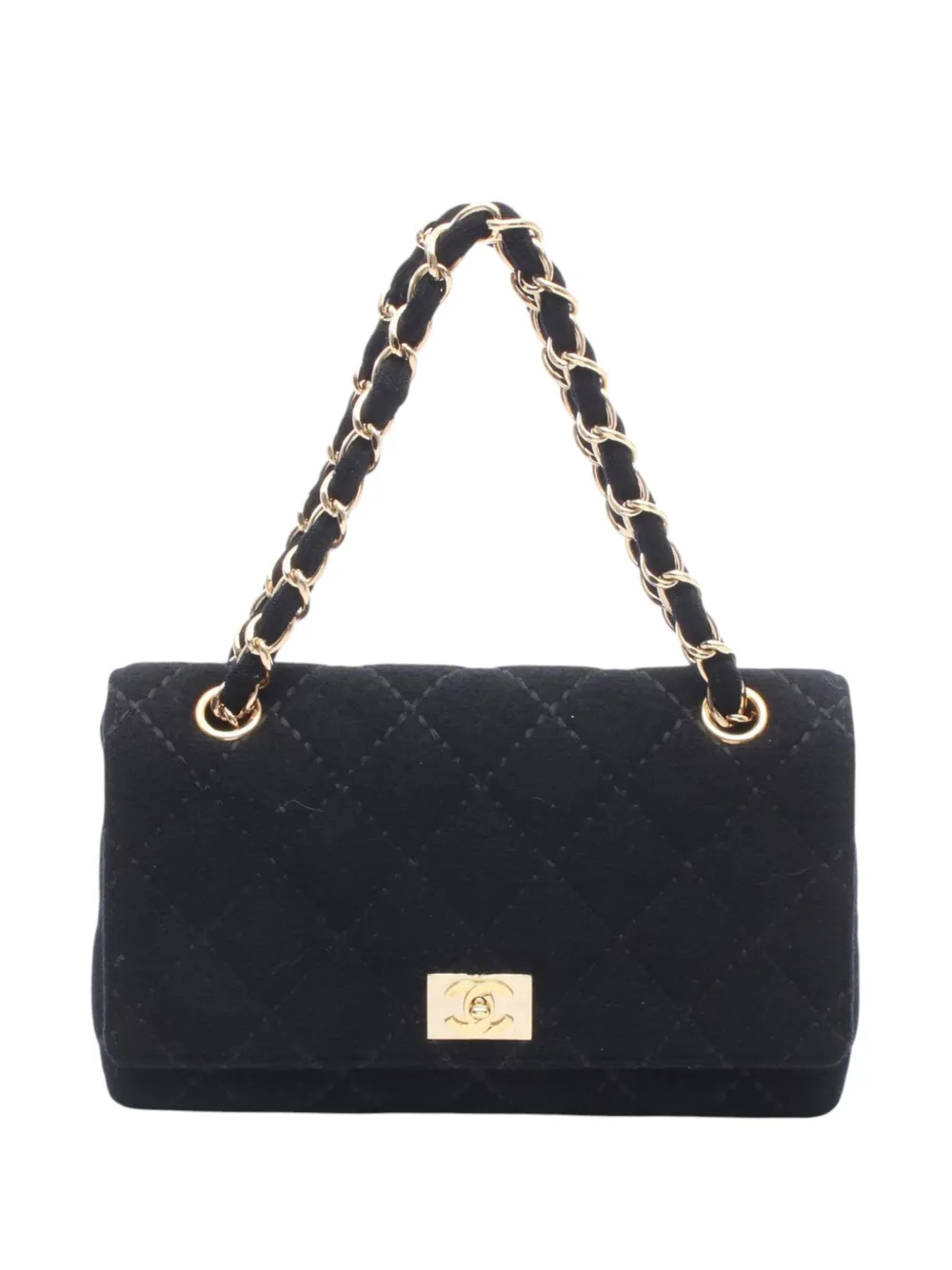 CHANEL Pre-Owned 2002-2003 CC Quilted Jersey Wild Stitch Flap shoulder bag - Nero