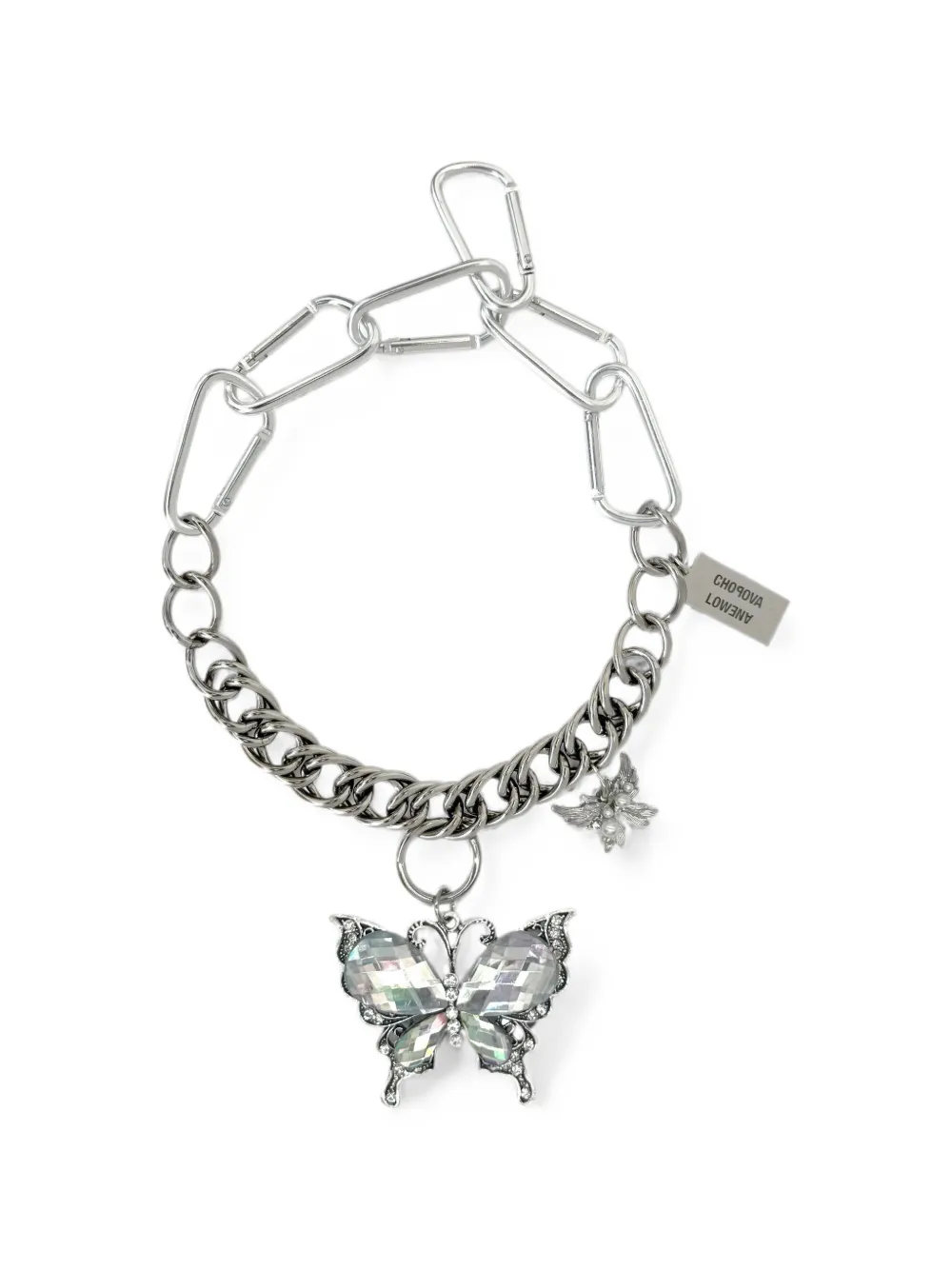 Chopova Lowena double butterfly carabiner necklace - Silber