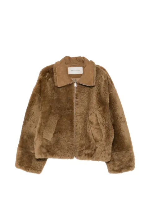 AMI Paris shearling-effect zipped coat