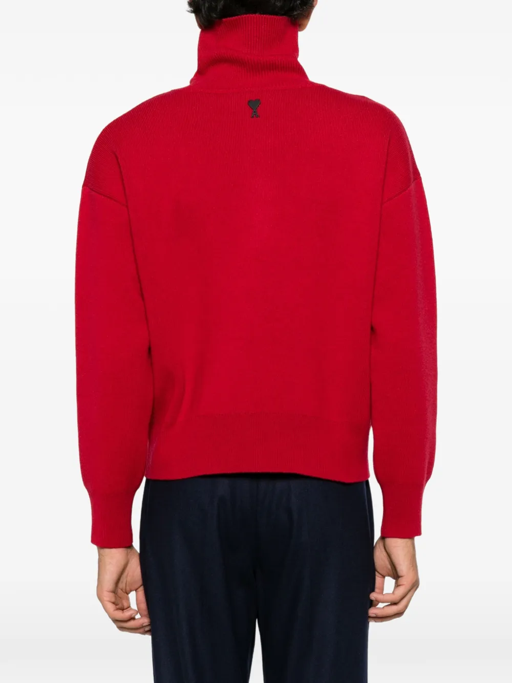 AMI Paris Ami de Coeur button-neck sweater Rood