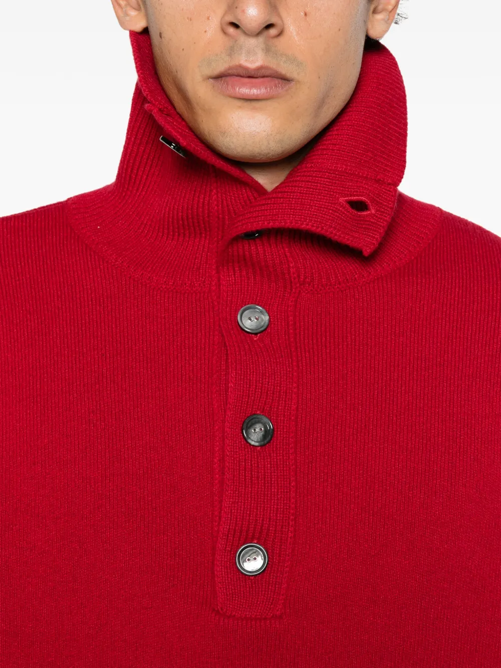 AMI Paris Ami de Coeur button-neck sweater Rood
