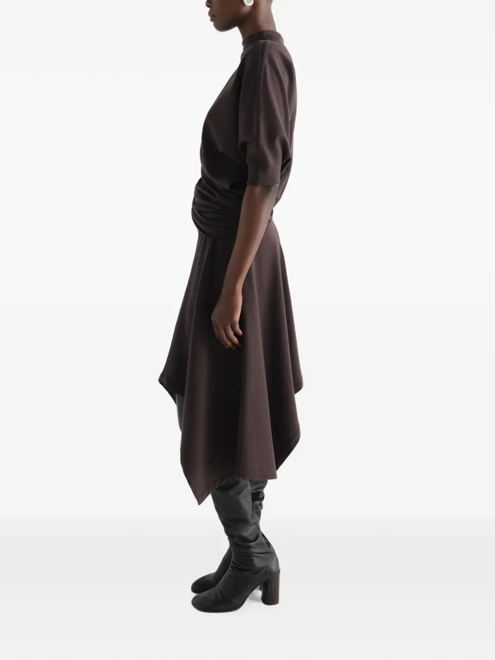 LEMAIRE Asymmetrische jurk met gedraaid detail Bruin