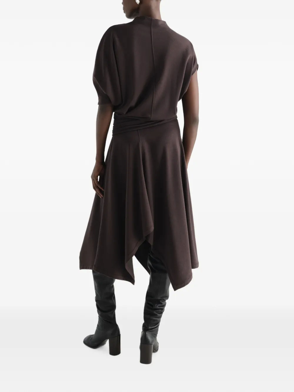 LEMAIRE Asymmetrische jurk met gedraaid detail Bruin