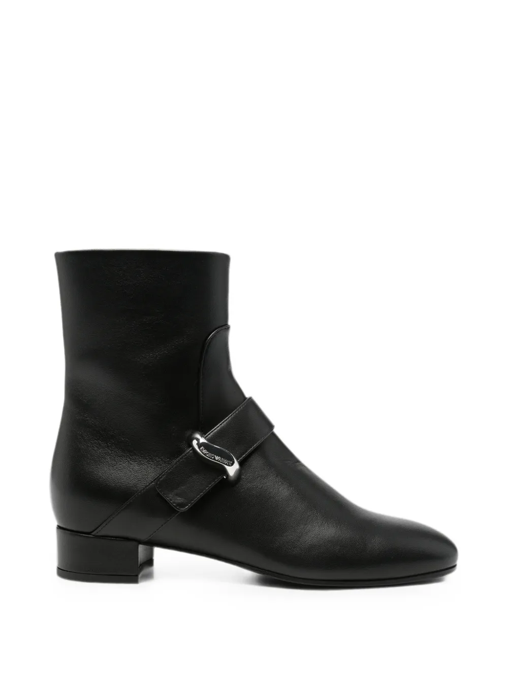 Emporio Armani buckle-detail leather boots Zwart