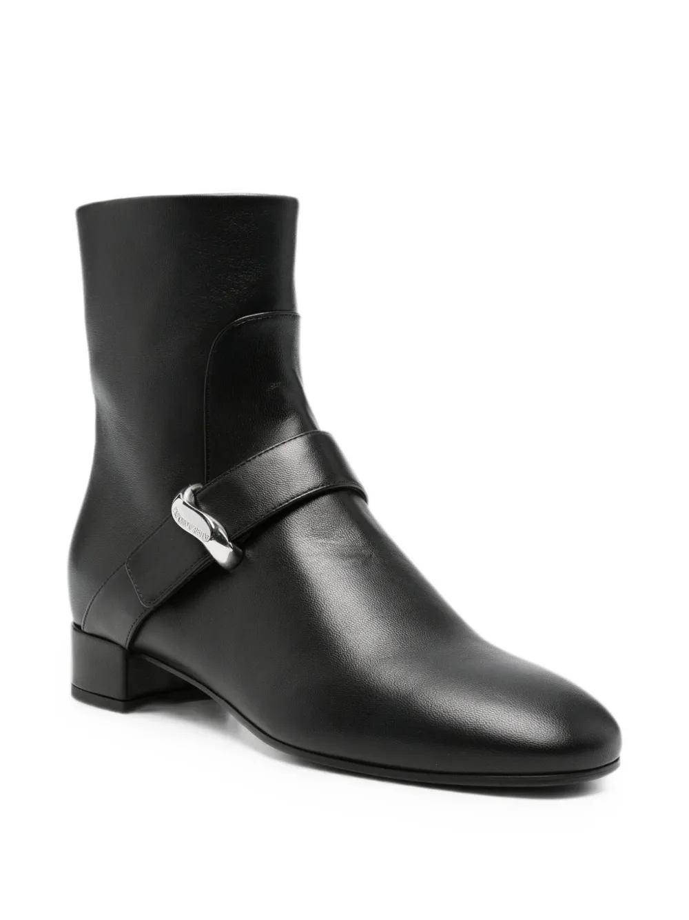 Emporio Armani buckle-detail leather boots Zwart