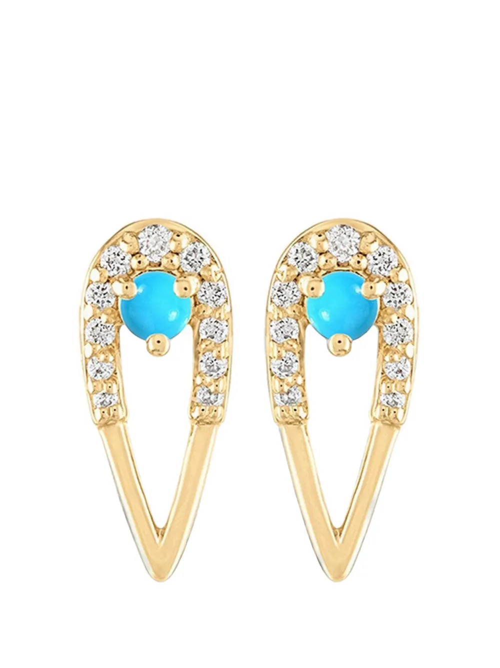 Eden Presley Peacock Ohrringe mit Türkis und Diamant - Gold