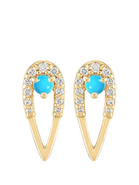 Eden Presley boucles d'oreilles Peacock serties de turquoise et de diamants